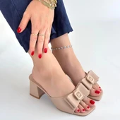 BİÇOMİ Pier Nude Cilt Topuklu Terlik thumbnail 4