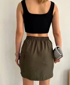 BİÇOMİ Kargo cep ince paraşüt etek haki s241019 thumbnail 4