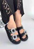 BİÇOMİ Juana Siyah Nubuk  Taşlı Terlik thumbnail 4
