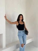 BİÇOMİ Ottoman toka askılı bluz siyah s4194 thumbnail 5