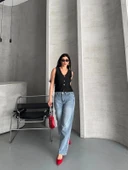 BİÇOMİ Palazzo straight kar yıkama jeans pantolon mavi d2008 thumbnail 2