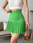 BİÇOMİ Altı pliseli mini etek yeşil s24705 thumbnail 5