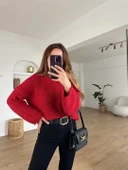 BİÇOMİ Salaş delik detaylı kazak kırmızı thumbnail 1