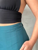 BİÇOMİ Pileli düğmeli etek yeşil s24811 thumbnail 4