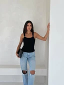 BİÇOMİ Ottoman toka askılı bluz siyah s4194 thumbnail 3