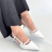 BİÇOMİ Darina Beyaz Cilt Topuklu Ayakkabı thumbnail 4