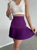 BİÇOMİ Altı pliseli mini etek Mor s24705 thumbnail 3