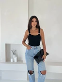 BİÇOMİ Ottoman toka askılı bluz siyah s4194 thumbnail 2