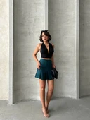 BİÇOMİ Pileli düğmeli etek yeşil s24811 thumbnail 7