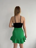 BİÇOMİ Altı fırfırlı etek yeşil s24817 thumbnail 2