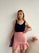 BİÇOMİ Altı fırfırlı etek pudra s24817 thumbnail 2