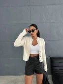 BİÇOMİ Düğme detaylı hırka ekru thumbnail 1