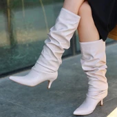 BİÇOMİ Zelya Bej Cilt Topuklu Çizme thumbnail 4