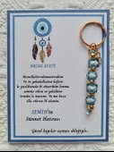 64 Adet Kişiye Özel Nazar Ayeti Sünnet Hatırası Dağıtmalık Hediyelik Mavi Renk Anahtarlık thumbnail 1