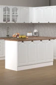 160 Cm %100 MDF Greena White Ada Mutfak, Modern Mutfak Adası, Mutfak Yemek Masası, Bar Masası - 3