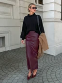 Uzun Kollu Yarı Balıkçı Yaka Triko Bluz - 3