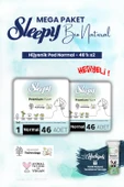 Sleepy 2 adet Bio Natural Hijyenik Ped Mega Paket Normal 46'lı ve ROSIE makyaj pamuk thumbnail 1