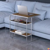 Modilayn C Yan Sehpa Geniş Boy Tekerlekli Çalışma, Atıştırmalık, Yemek, Laptop Sehpası Ceviz - 6