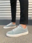 Mode Bağcıklı Mavi Süet Erkek Günlük Sneaker Ayakkabı - 2
