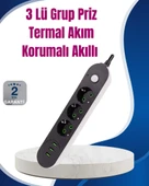 3 USB Çıkışlı Hızlı Şarjlı Anahtarlı Üçlü Priz - 1