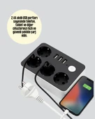 7 Cihazı Aynı Anda Destekleyen 3 USB Portlu 4’lü Priz - 3