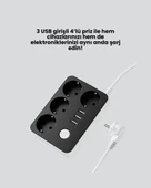 7 Cihazı Aynı Anda Destekleyen 3 USB Portlu 4’lü Priz - 2