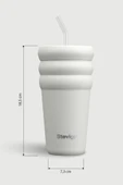 Stevig 3 Bubble Two-Cap Straw Tumbler Çelik Termos 600 ML White Stone ST-249 thumbnail 8