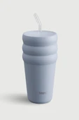 Stevig 3 Bubble Two-Cap Straw Tumbler Çelik Termos 600 ML Zen Blue ST-246 thumbnail 1