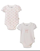Bebek 2li Kısa Kollu Zıbın Body %100 Organik Pamuk, Bebek-Yenidoğan-CSY8137 - 2