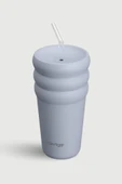 Stevig 3 Bubble Two-Cap Straw Tumbler Çelik Termos 600 ML Zen Blue ST-246 thumbnail 3