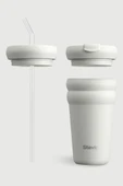 Stevig 3 Bubble Two-Cap Straw Tumbler Çelik Termos 600 ML White Stone ST-249 thumbnail 4