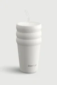Stevig 3 Bubble Two-Cap Straw Tumbler Çelik Termos 600 ML White Stone ST-249 thumbnail 1
