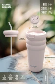 Stevig 3 Bubble Two-Cap Straw Tumbler Çelik Termos 600 ML Lightest Sky ST-247 thumbnail 7