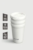 Stevig 3 Bubble Two-Cap Straw Tumbler Çelik Termos 600 ML White Stone ST-249 thumbnail 2