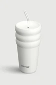 Stevig 3 Bubble Two-Cap Straw Tumbler Çelik Termos 600 ML White Stone ST-249 thumbnail 3