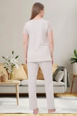 Mecit 6056 Bayan Hamile Lohusa Vizon Kısa Kollu Pijama Takımı thumbnail 2