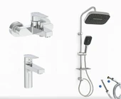 Artema Flow Square Banyo Bataryası + Flow Square Lavabo Bataryası + Doppo Prime Lux Tepe Duş Sistemi thumbnail 1