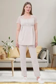 Mecit 6056 Bayan Hamile Lohusa Vizon Kısa Kollu Pijama Takımı thumbnail 1