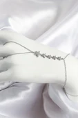 Pirinç Zirkon Taşlı Yıldız Model Gümüş Renk Kadın Şahmeran - 1