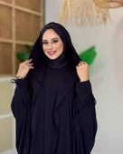 Kapüşonlu Abaya & Elbise İkili Takım – Medine İpeği - 7