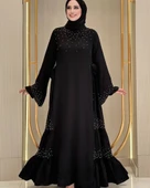 Taş İşleme Detaylı Sparklin Kumaş Abiye Elbise - 11