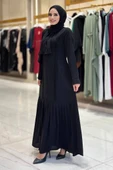 Pilise Detaylı Medine İpeği Elbise & Şal İkili Takım - 1