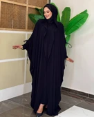 Kapüşonlu Abaya & Elbise İkili Takım – Medine İpeği - 1
