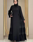 Taş İşleme Detaylı Sparklin Kumaş Abiye Elbise - 4