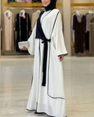 Önden Bağlama Detaylı Medine İpeği Abaya - 5