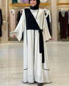 Önden Bağlama Detaylı Medine İpeği Abaya - 8