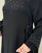 Taş İşleme Detaylı Sparklin Kumaş Abiye Elbise - 2