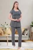 Mecit 6056 Bayan Hamile Lohusa Füme Kısa Kollu Pijama Takımı thumbnail 1