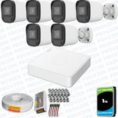 Provzen Hikvision Unv 6'lı Full HD Güvenlik Kamerası Set Gece Görüş, Mikrofon, Olay Anında Bildirim thumbnail 1