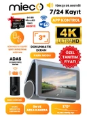 Mieco X8 Wifi /4k Uhd/ 170 Ultra Geniş Açı/ Kör Nokta / Adas/ Ön + Arka Araç Kamerası + Hafıza Kartı Hediyeli thumbnail 1